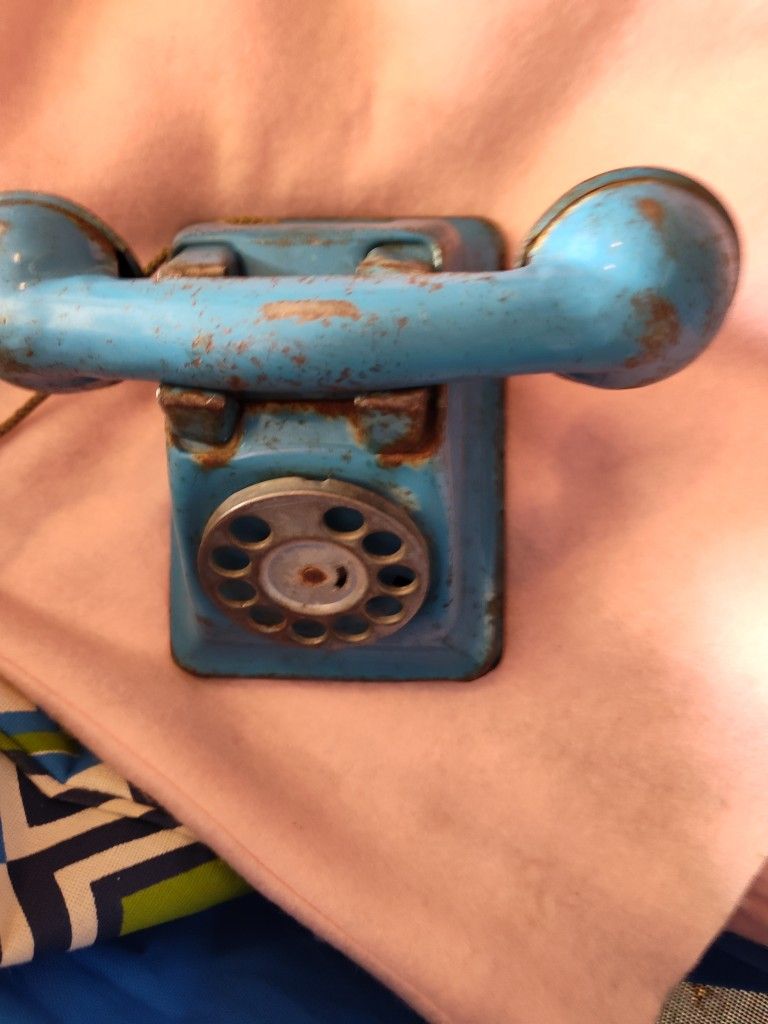 1940s Antique Metal Phone. Kid Toy