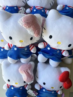 Hello Kitty 9 Inch with Blue Overall Outfit Plus. Origina