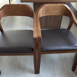 Faux Leather Walnut Dining Chairs