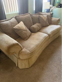 Tan Sofa with Pillow Set