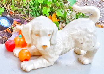 Lenox puppy dog Thanksgiving cornucopia porcelain dog figurine !