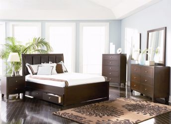 Cappuccino Platform Bed with Side Drawers- Queen or King (NO CREDIT CHECK FINANCING AVAILABLE)