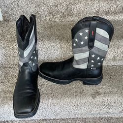 Durango Men's Rebel Cowboy Boots Faded Black Grey Flag Square Toe Size 13M