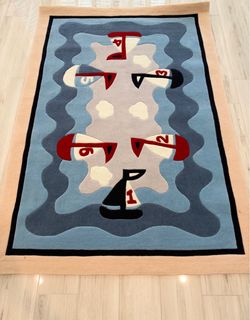 Kid bed room / beach house thick rug with Nautical Sailboat pattern