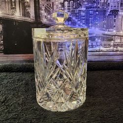 Vintage Rosethal Cut Crystal Large Cookie Jar  1' Tall 
