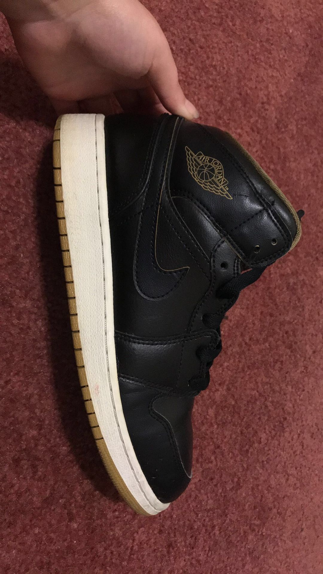 Youth size 7 (7y). Air Jordan 1 Retro Mid Black and Gold