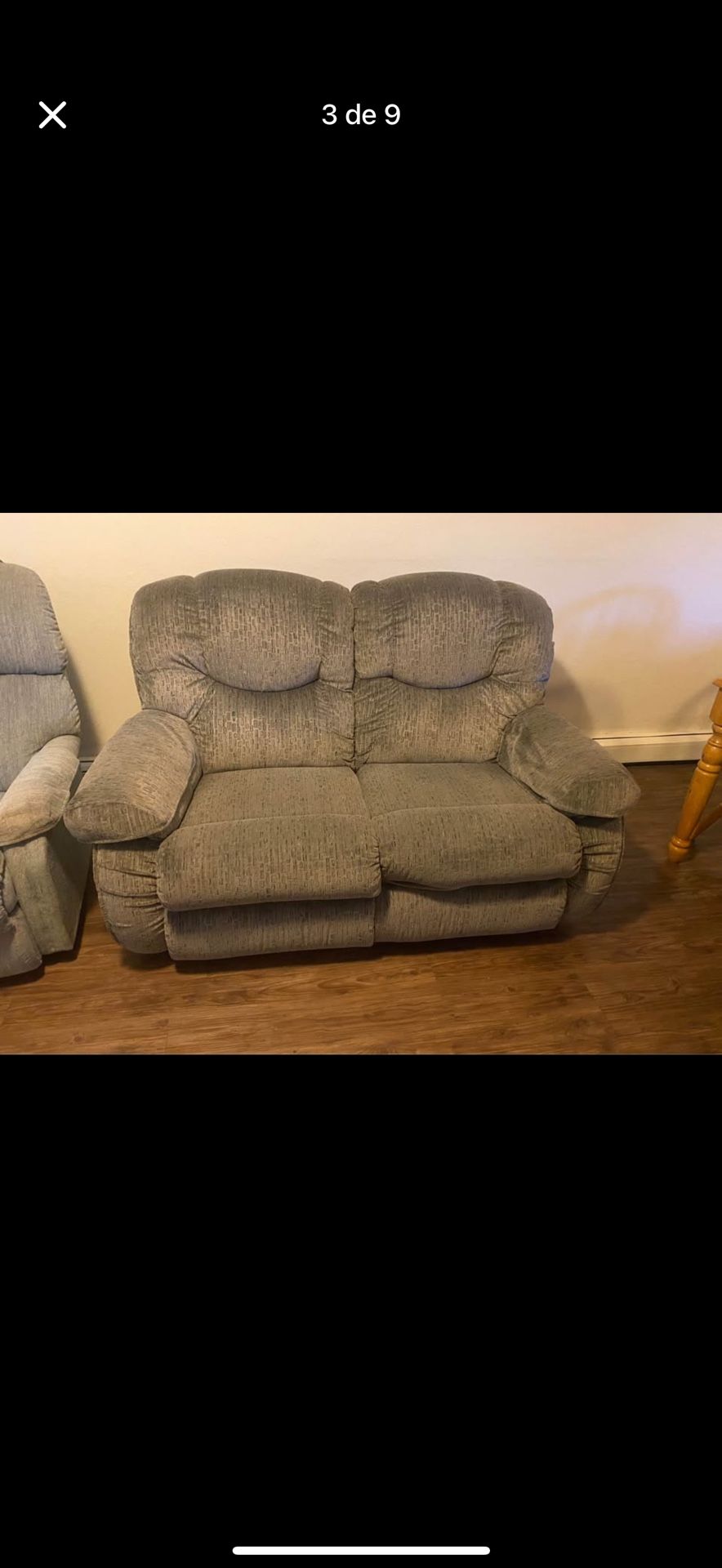 1 new dark gray double reclining armchair