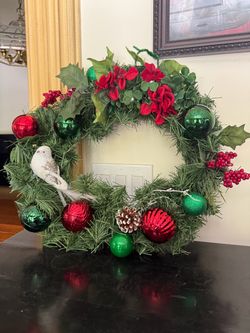 Decorated Christmas Wreath with Ornaments