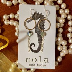 NEW Nola Gold  & Abalone Drop Earrings, Summer