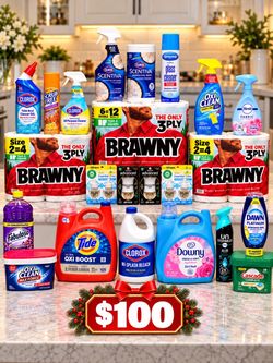 Tide Downy Brawny nHousehold Cleaning & Laundry Supplies Bundle