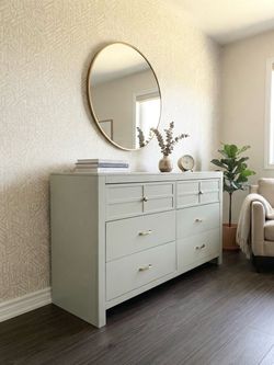 Refinished Wooden Sage Dresser | 6-Drawers