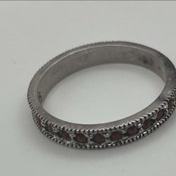 ​Title: Vintage HAN Thai 925 Sterling Silver & Marcasite Statement Ring – Size 7.5