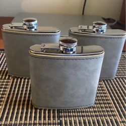 Flask Leather Wrapped Stainless Steel 