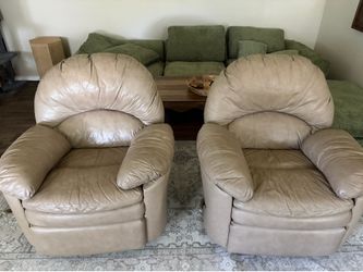 Matching Tan Leather Recliners – Pair of 2