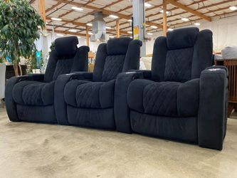 SEATCRAFT Quilted Black Velvet Reclining Home Theatre System