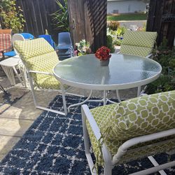 4 vintage patio sets 3 chairs with cusions