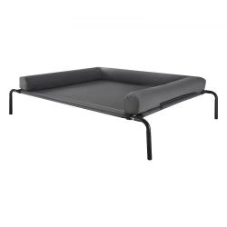550^Elevated Dog Bed for Large Dogs, Portable Raised Dog Cot with Washable Pillow, Indoor & Outdoor Pet Cooling Raised Hammock Bed with Steel Metal Fr