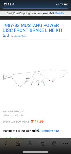 New in box 87-93 Ford Mustang 5.0 front brake line kit