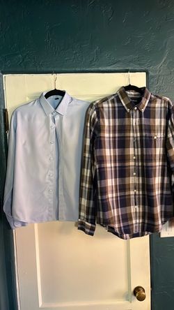 2  boys long sleeve button down shirts