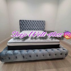 NEW QUEEN BED FRAME AND MATTRESS