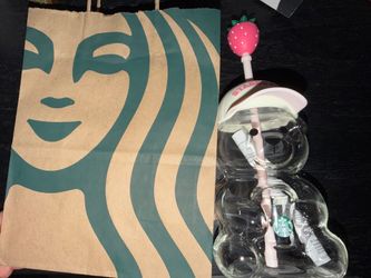 2026 Starbucks Bearista Bear Cup Strawberry Pink Baseball Hat