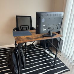 Desk, Chair, & Monitor 