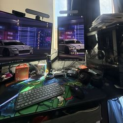 FULL Gaming / Streaming Setup – iBUYPOWER Y40 PC, 2 Monitors, Elgato, SteelSeries, Desk Included