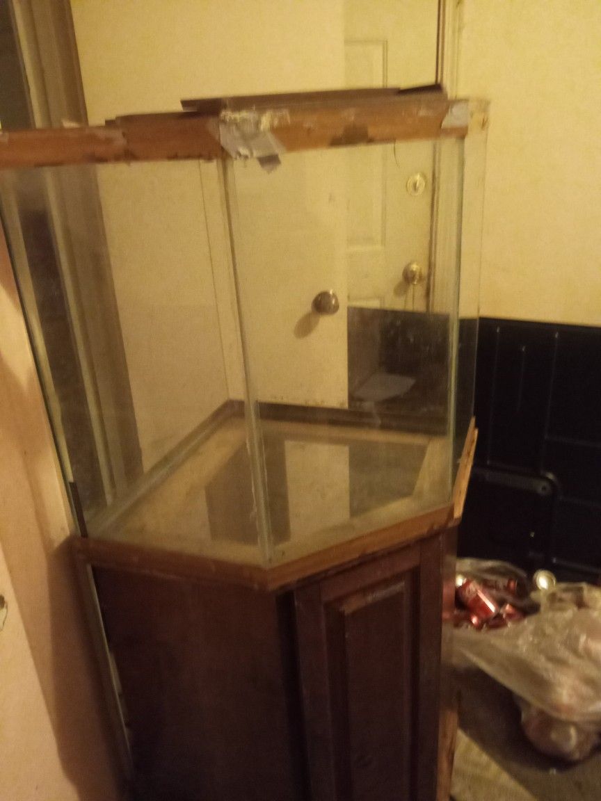 Pentagon Corner Fish Tank With Stand for storage