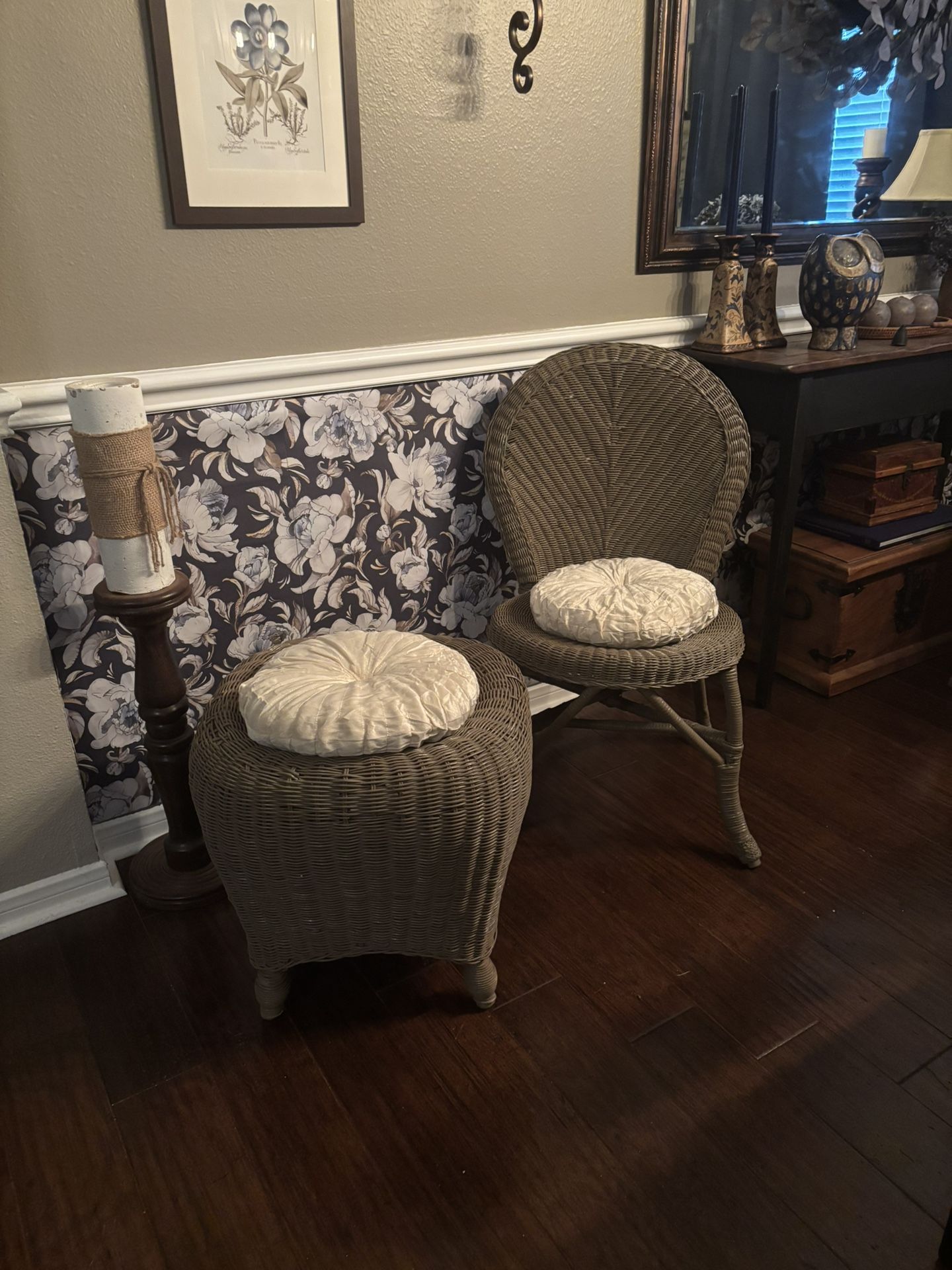 Wicker/Rattan Chair And Ottoman