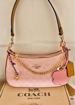 Coach Pink Signature Shoulder Bag with Chain