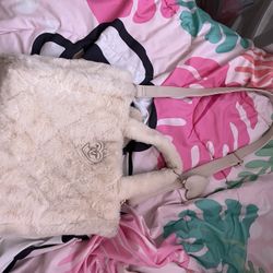 Juicy Couture White Fluffy Tote Bag