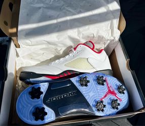 Air Jordan 5 Golf Shoes White Red