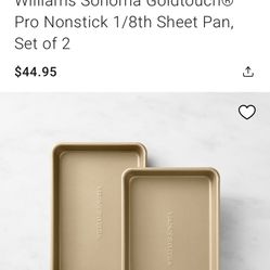 Williams Sonoma Gold Color Non Stick Sheet Set Of 2 Beautiful Set 