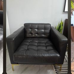 Ikea Morabo dark brown leather armchair