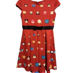 Girls Disney Tsum Tsum Red Characters Dress L