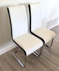 Stylish Black & White Dining Table Chairs (Set of 2)