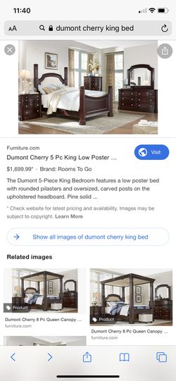 Dumont Dark Cherry Wood 5 Pc Queen Canopy Bed
