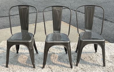 Set of 4 Industrial Metal Stackable Dining Chairs Indoor Outdoor for Kitchen, Cafe Bar