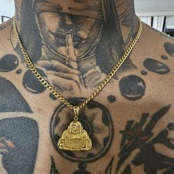 18k Gold Necklace With Buddha Pendant 