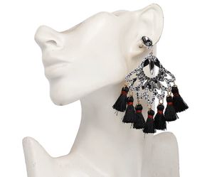 Black rhinestone fringe earrings