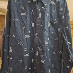 Pokemon Center Official Button Up Shirt Blue Pikachu Size XL Excellent
