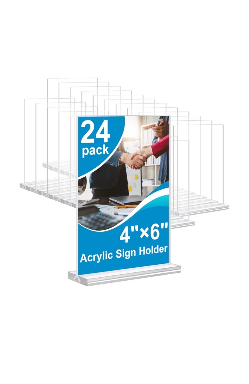 Acrylic Sign Holder 4x6 Inches 24 Pack - New
