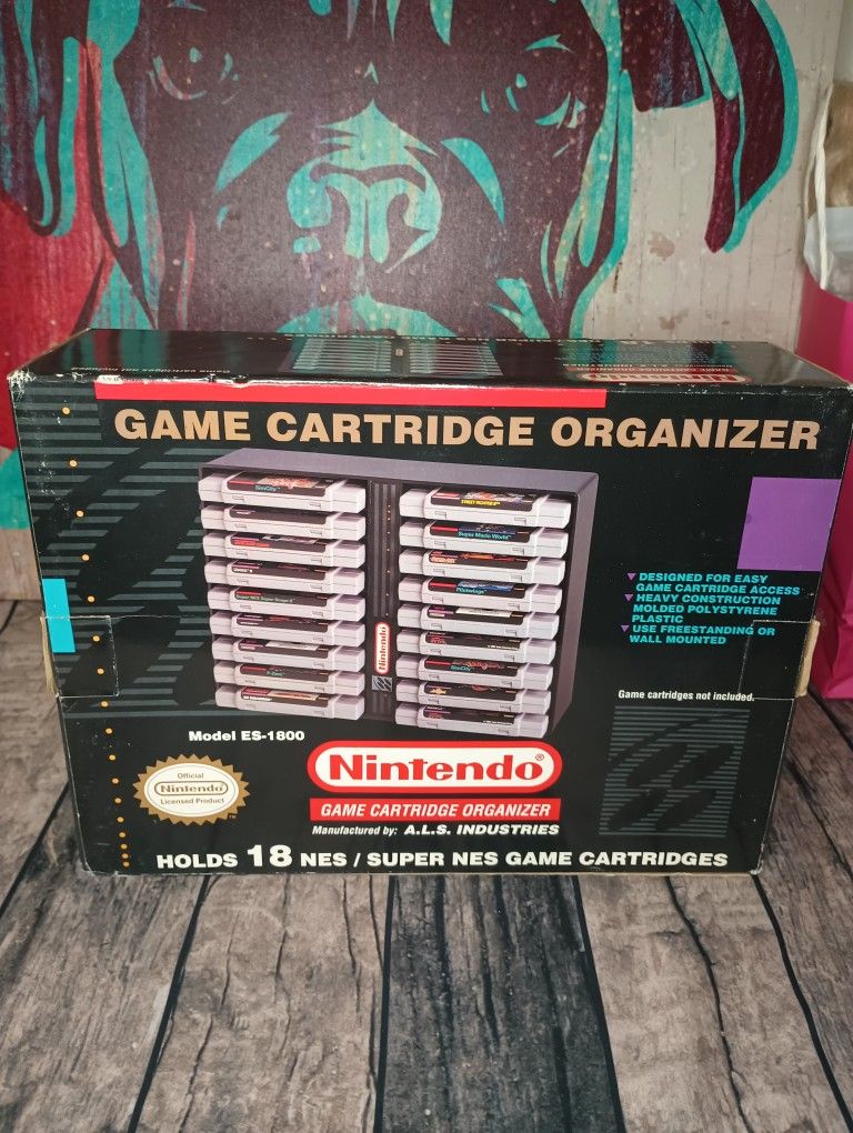 Super Nintendo SNES 18 Game Cartridge Organizer Storage Rack Shelf ES-1800