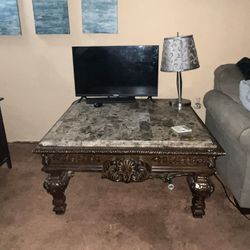 Coffee Table marble Top Wooden Bottom