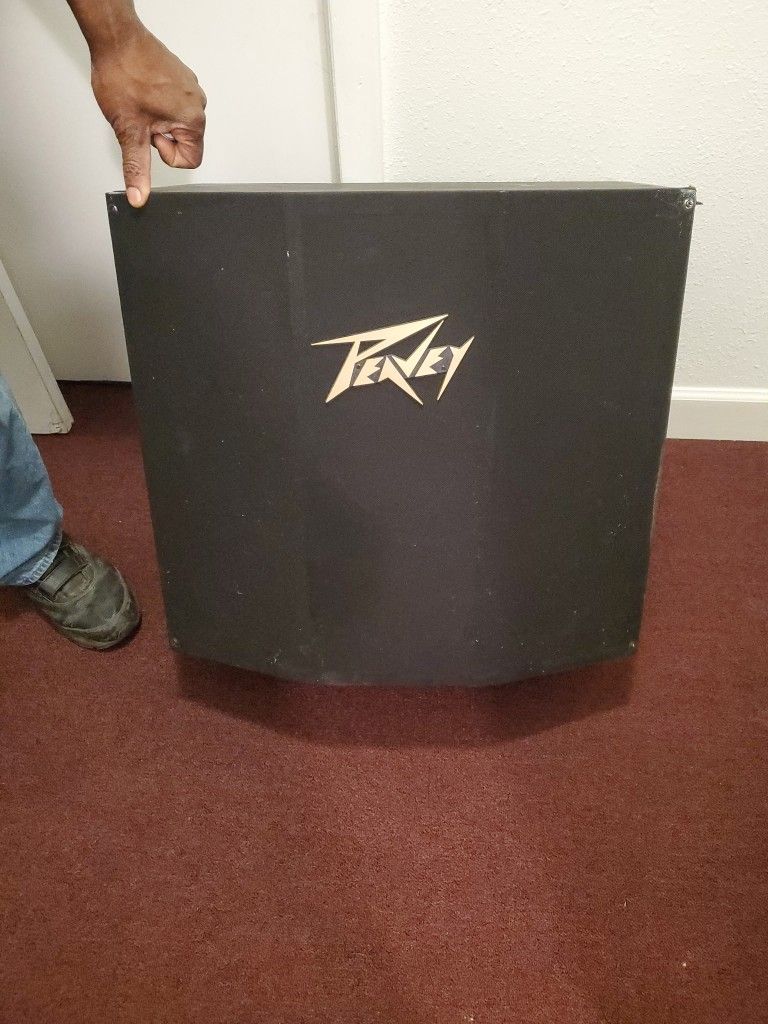 A Peavey Mixer, And Two Peavey Speakers