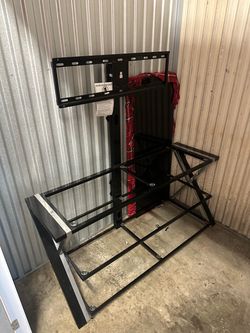 Black Metal and Glass TV Stand with Mount