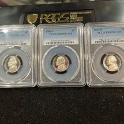 Lot Of 3 Gem Proof Jefferson Nickels All Graded At PR69 With A Deep Cameo 