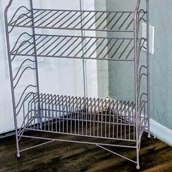 Vintage Inspired Design Two Flat Shelves W/ Bottom Rack Display