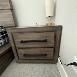 Modern Rustic Brown Nightstand 2 Drawers 17"x28"x25"