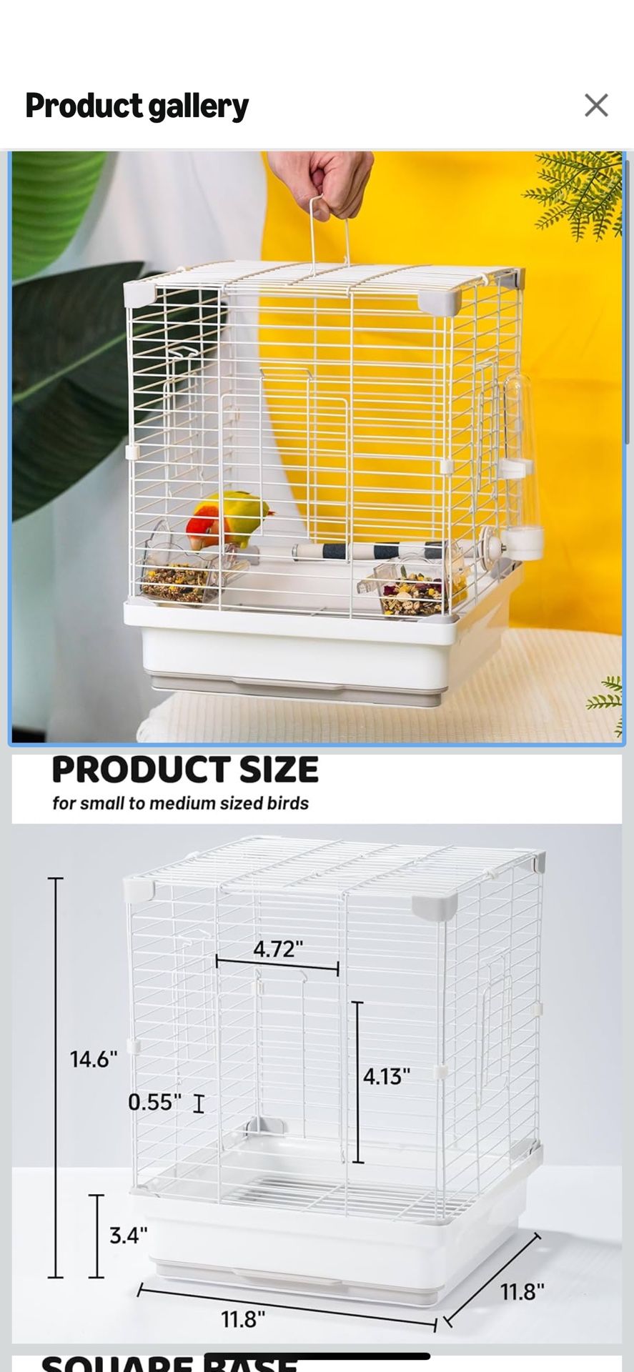 14.6" Portable Travel Bird Cage, Parrot Cage, Ample Room for Tail Movement, with Food Box, Perch, Water Bottle, for Vet Visit, Short Trip, Parakeet, C